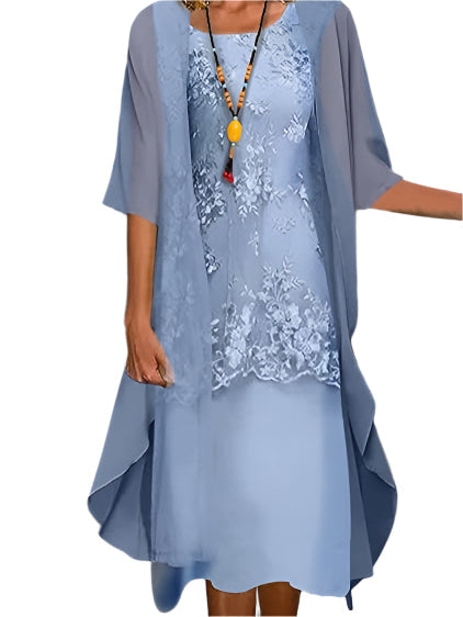 Ivy | Women Flowing Sheer Sleeve Midi Dress - Elle Zürich