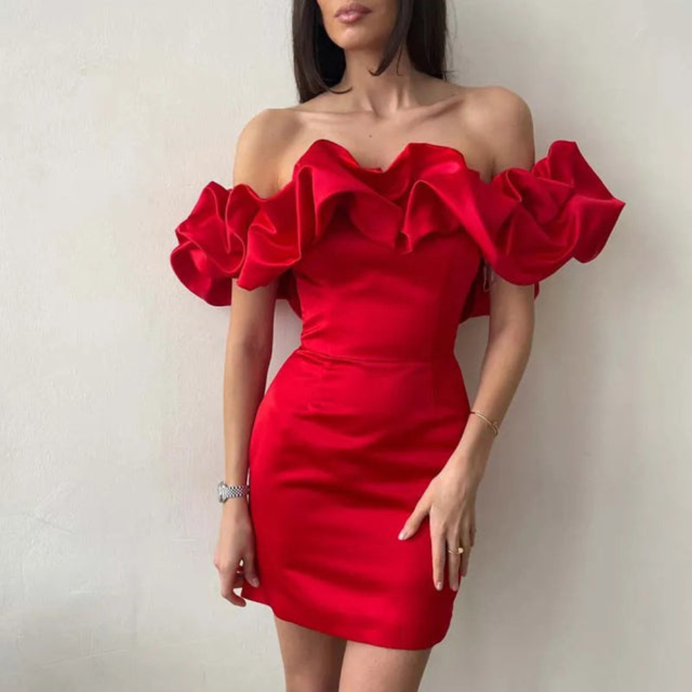 Ella  | Women Wedding Guest Ruffle Mini Dress - Elle Zürich