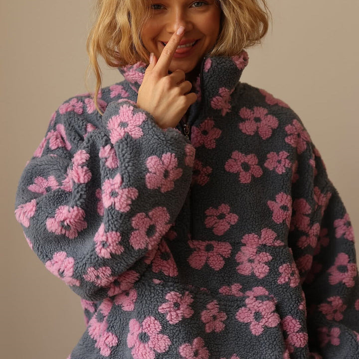 Daisy | Damen Winter Kuscheliger Floral Fleece-Pullover - Elle Zürich