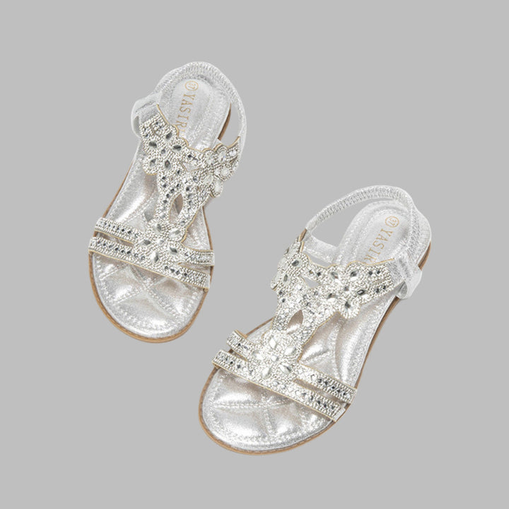 Emilia | Damen Frühlings Flache Sandalen mit Blumenverzierung - Elle Zürich