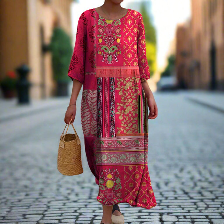 Edith | Damen Maxi-Kleid mit Ethno-Boho-Muster - Elle Zürich