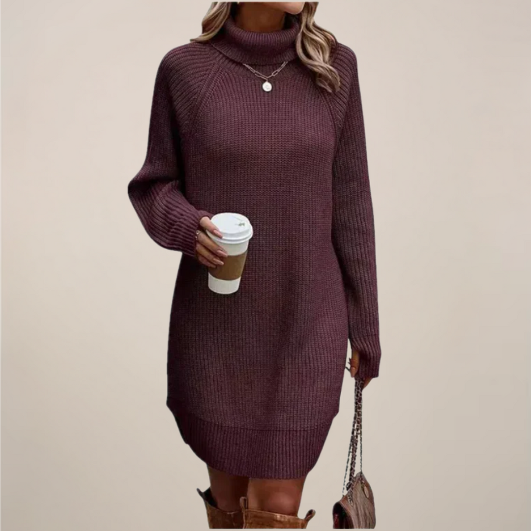 Veronika | Damen Rollkragen-Pulloverkleid mit langen Ärmeln - Elle Zürich