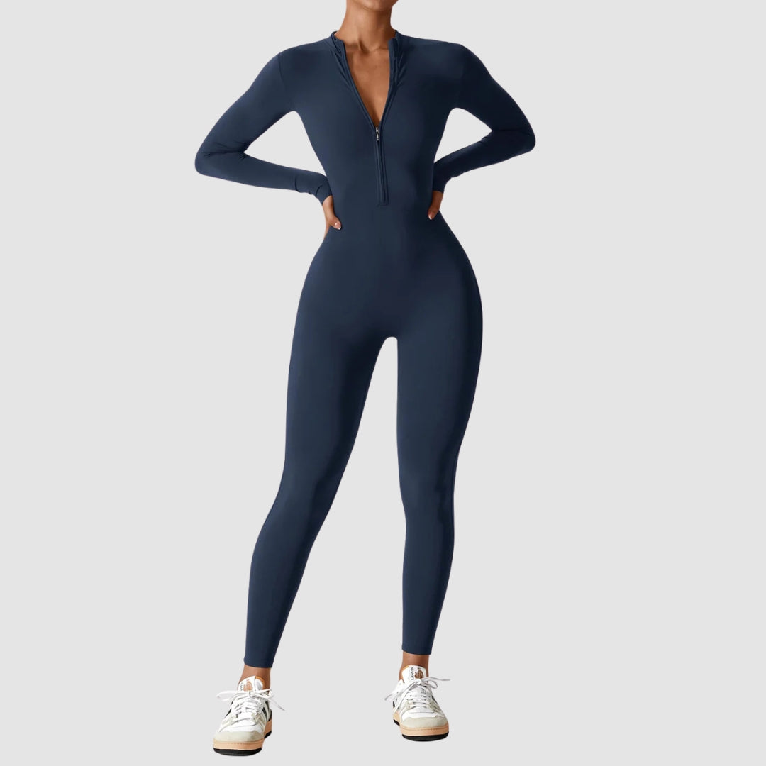 Helga | Damen Frühlings Stretch Zip-Up Jumpsuit - Elle Zürich