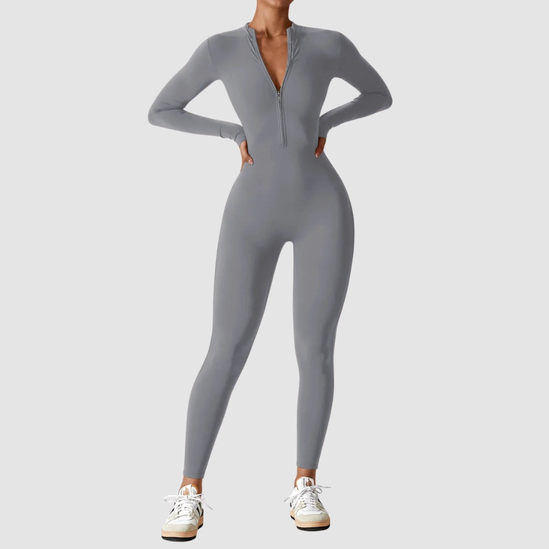 Helga | Damen Frühlings Stretch Zip-Up Jumpsuit - Elle Zürich