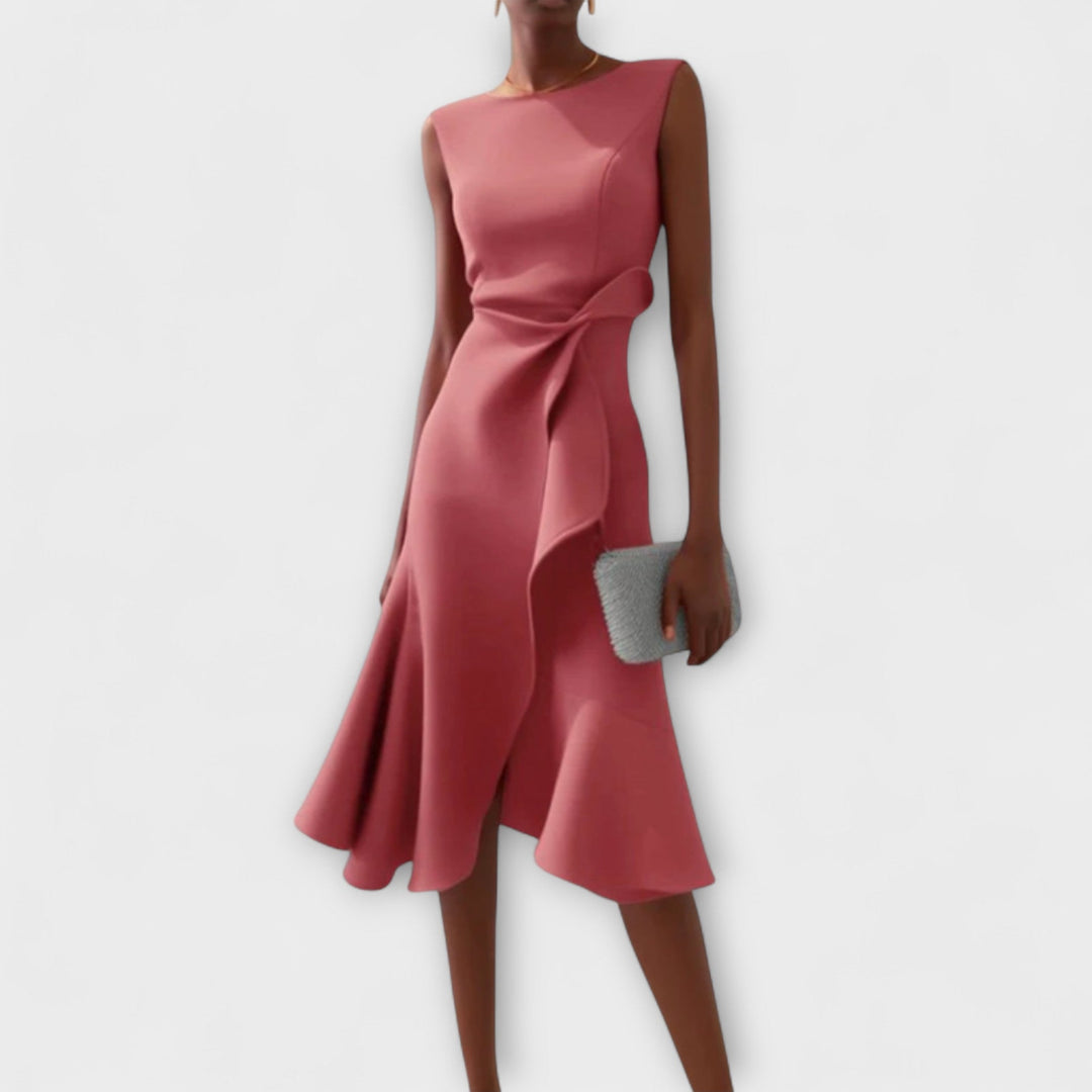 Andrea | Damen Drapiertes Asymmetrisches Midikleid - Elle Zürich