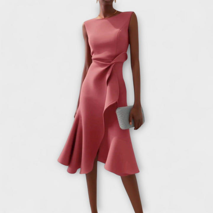 Andrea | Damen Drapiertes Asymmetrisches Midikleid - Elle Zürich
