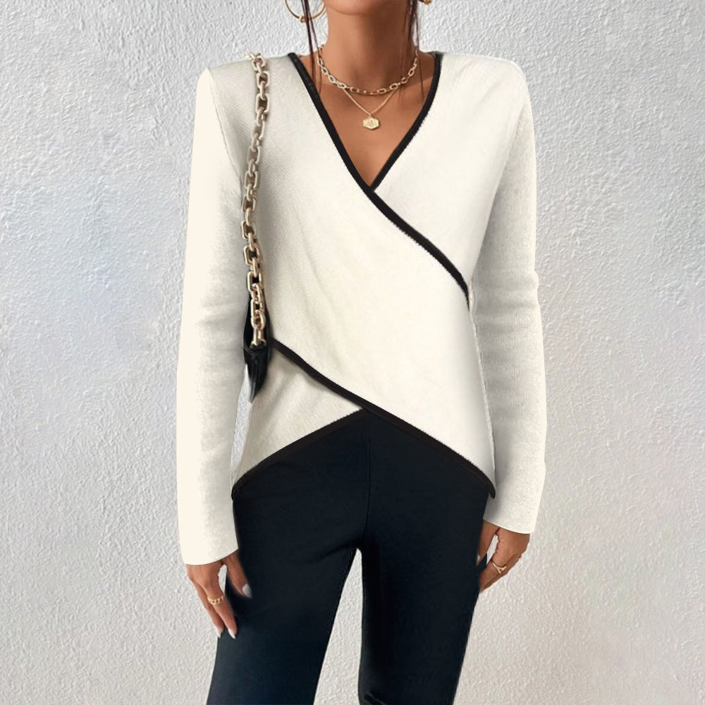 Victoria | Damen V-Ausschnitt Wickelstil Pullover - Elle Zürich