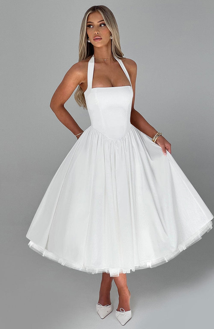 Ariana | Women Wedding Guest Halter Midi Dress - Elle Zürich