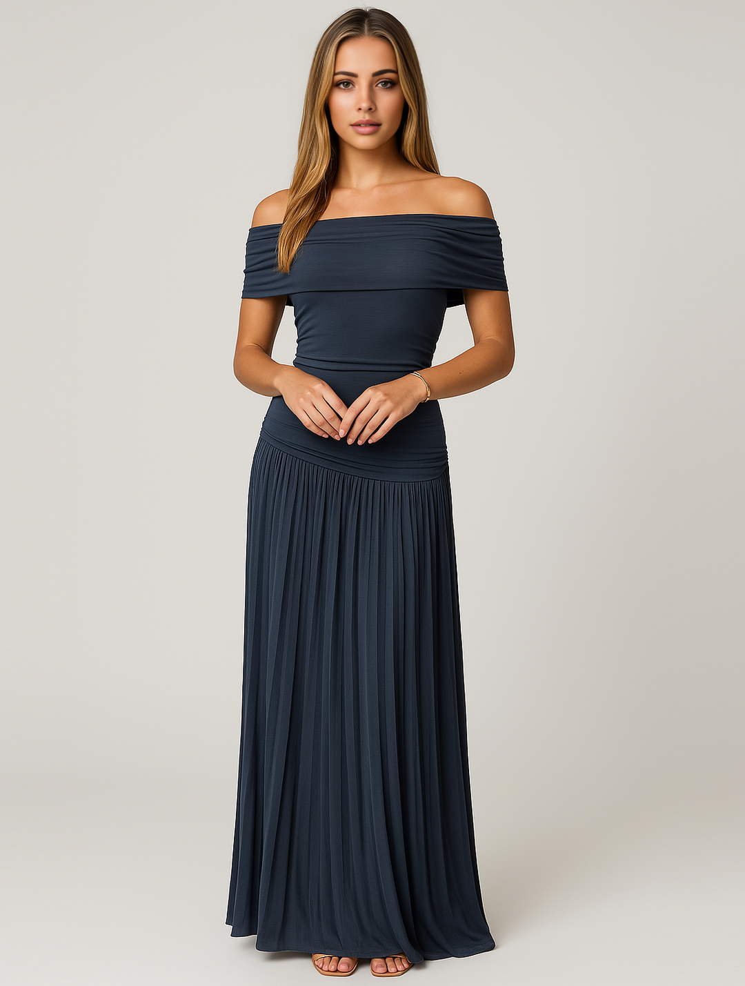 Abigail | Damen Plissiertes Maxi-Hochzeitsgastkleid - Elle Zürich
