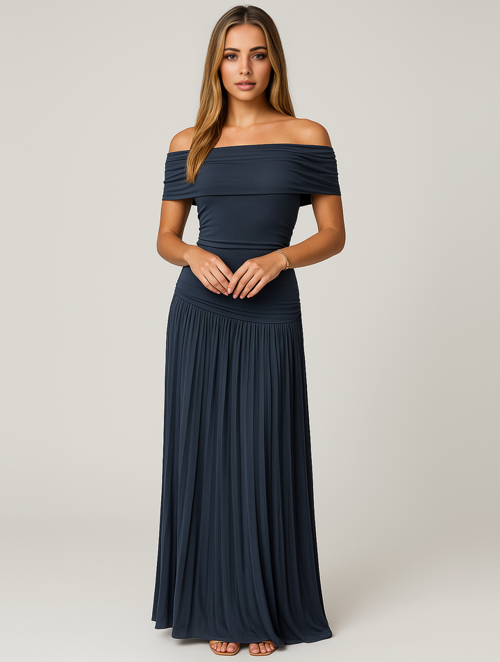Abigail | Damen Plissiertes Maxi-Hochzeitsgastkleid - Elle Zürich