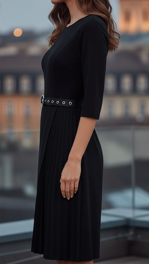 Katharina | Damen Frühlings-Midikleid mit Gürtel und langen Ärmeln - Elle Zürich