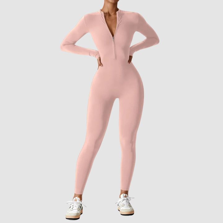 Helga | Damen Frühlings Stretch Zip-Up Jumpsuit - Elle Zürich