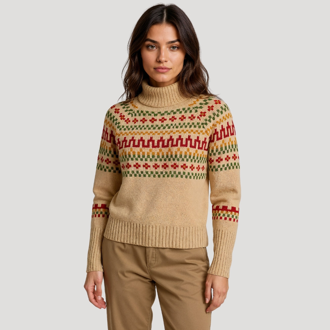 Anja | Damen Frühlingsgemusterter Rollkragen-Strickpullover - Elle Zürich