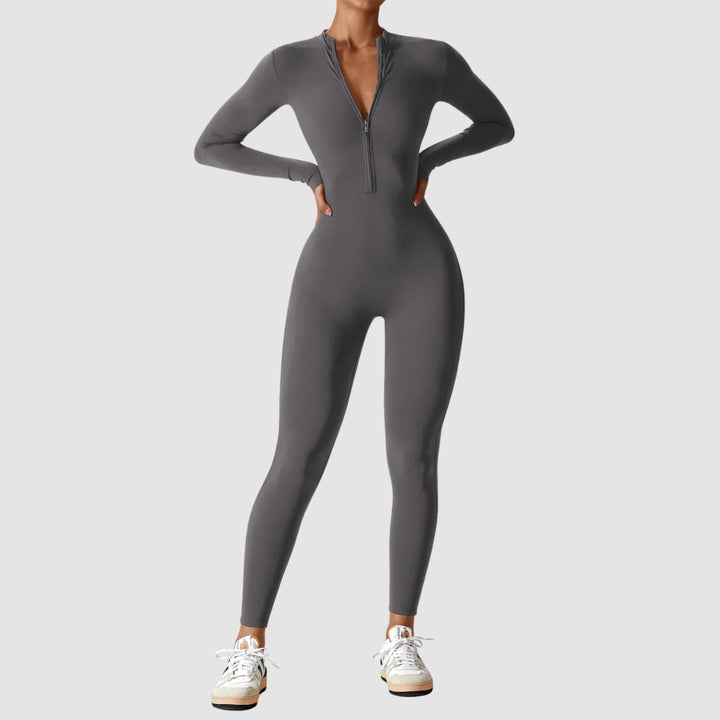 Helga | Damen Frühlings Stretch Zip-Up Jumpsuit - Elle Zürich