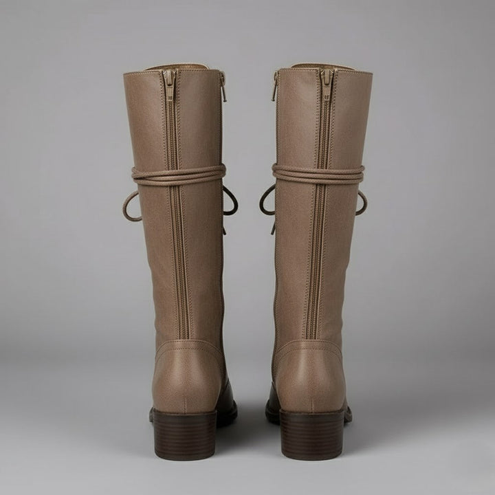 Anja | Damen Kniehohe Stiefel Zum Schnüren Mit Blockabsatz - Elle Zürich