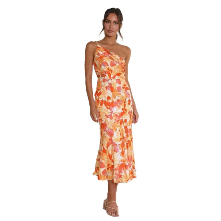 Elfriede | Damen Sommer Maxikleid mit Asymmetrischem Schnitt und Floral Muster - Elle Zürich
