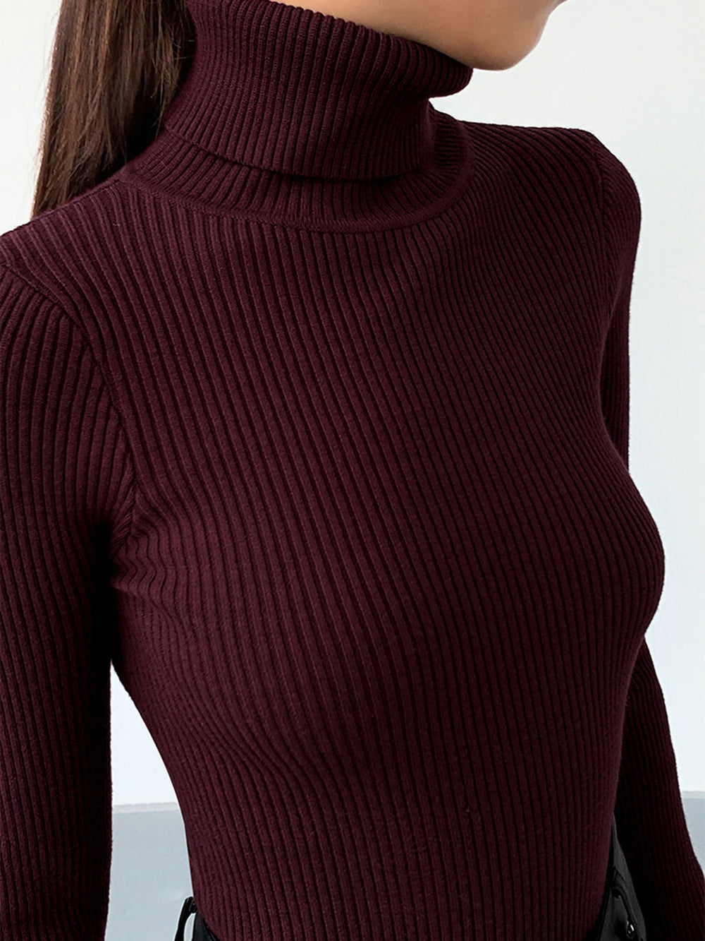 Jana | Damen Frühlings Stilvoller Gerippter Rollkragenpullover - Elle Zürich