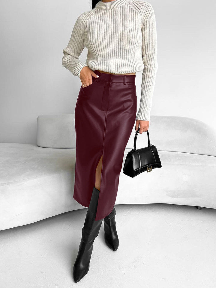 Jacqueline | Damen Frühlings Eleganter Schlitz Midi-Rock - Elle Zürich