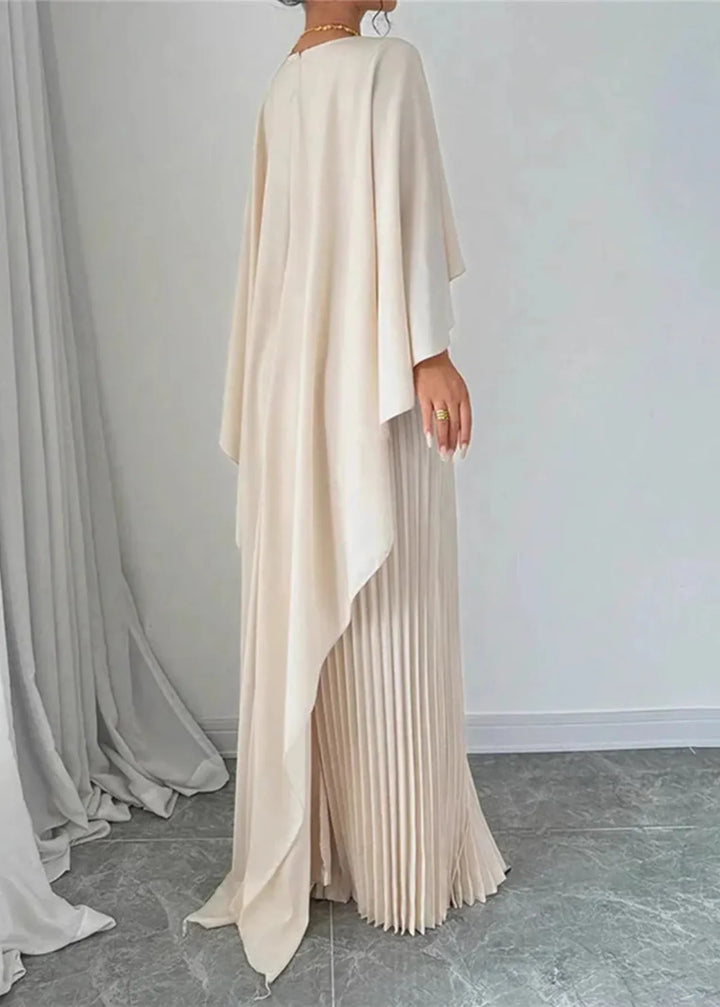 Amelia | Women’s Pleated Cape Overlay Maxi Dress - Elle Zürich