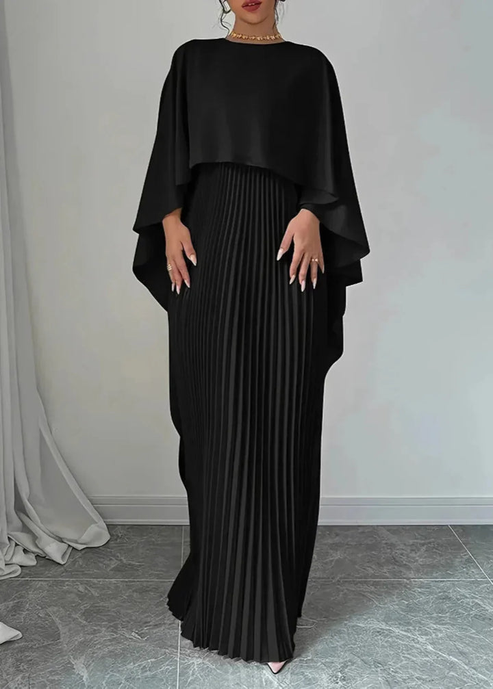 Amelia | Women’s Pleated Cape Overlay Maxi Dress - Elle Zürich