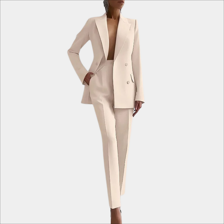 Lena | Damen Elegantes Zweireihiges Blazer und Maßgeschneidertes Hose Set - Elle Zürich
