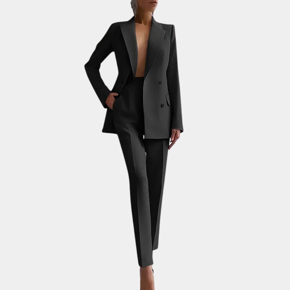 Lena | Damen Elegantes Zweireihiges Blazer und Maßgeschneidertes Hose Set - Elle Zürich