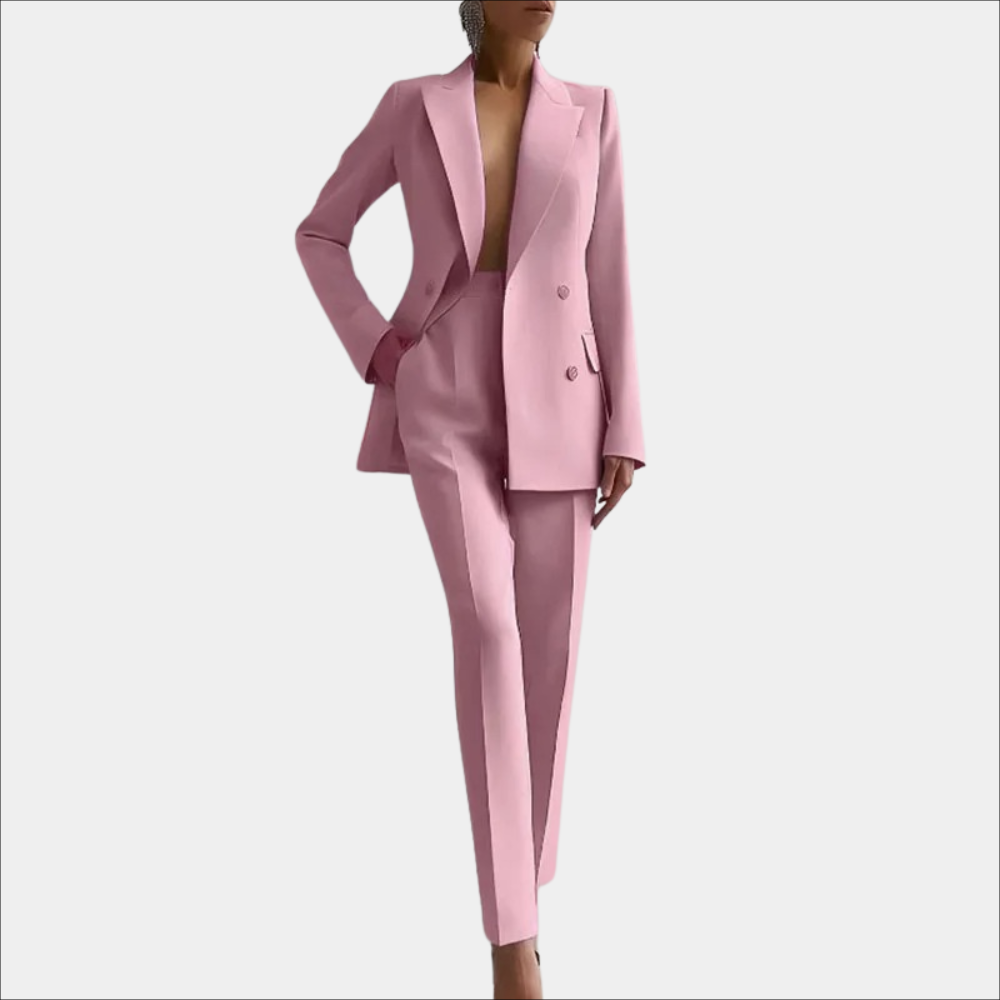 Lena | Damen Elegantes Zweireihiges Blazer und Maßgeschneidertes Hose Set - Elle Zürich