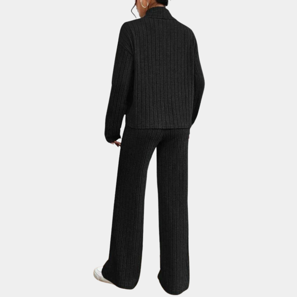 Ursula | Damen Geripptes Strick Zweiteiler Lounge Set - Elle Zürich