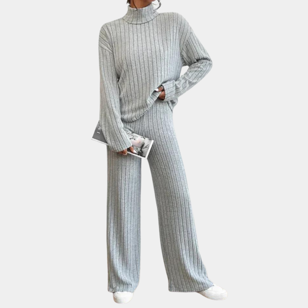 Ursula | Damen Geripptes Strick Zweiteiler Lounge Set - Elle Zürich