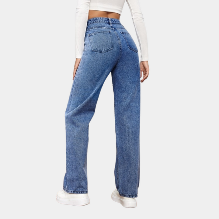 Lara | Damen Hochtaillierte Jeans mit weitem Bein - Elle Zürich