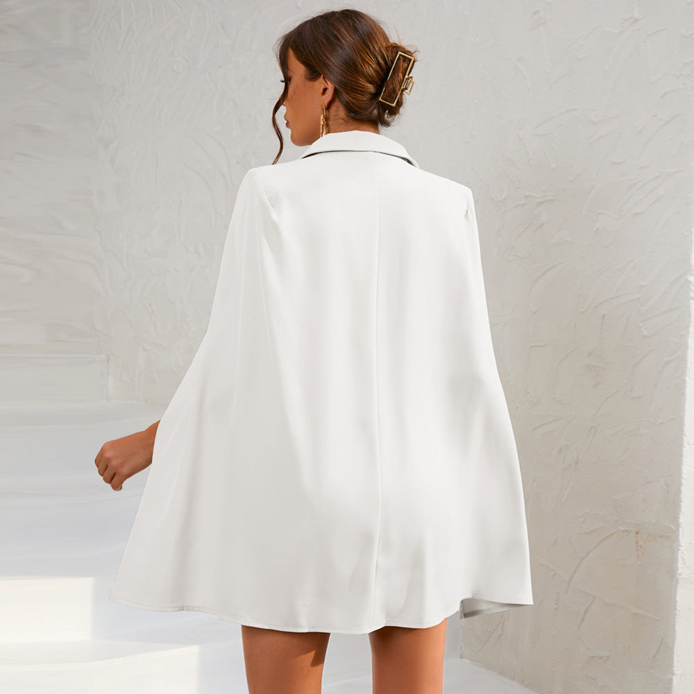 Jessica | Women’s Cape Blazer Mini Dress Gold Buttons - Elle Zürich