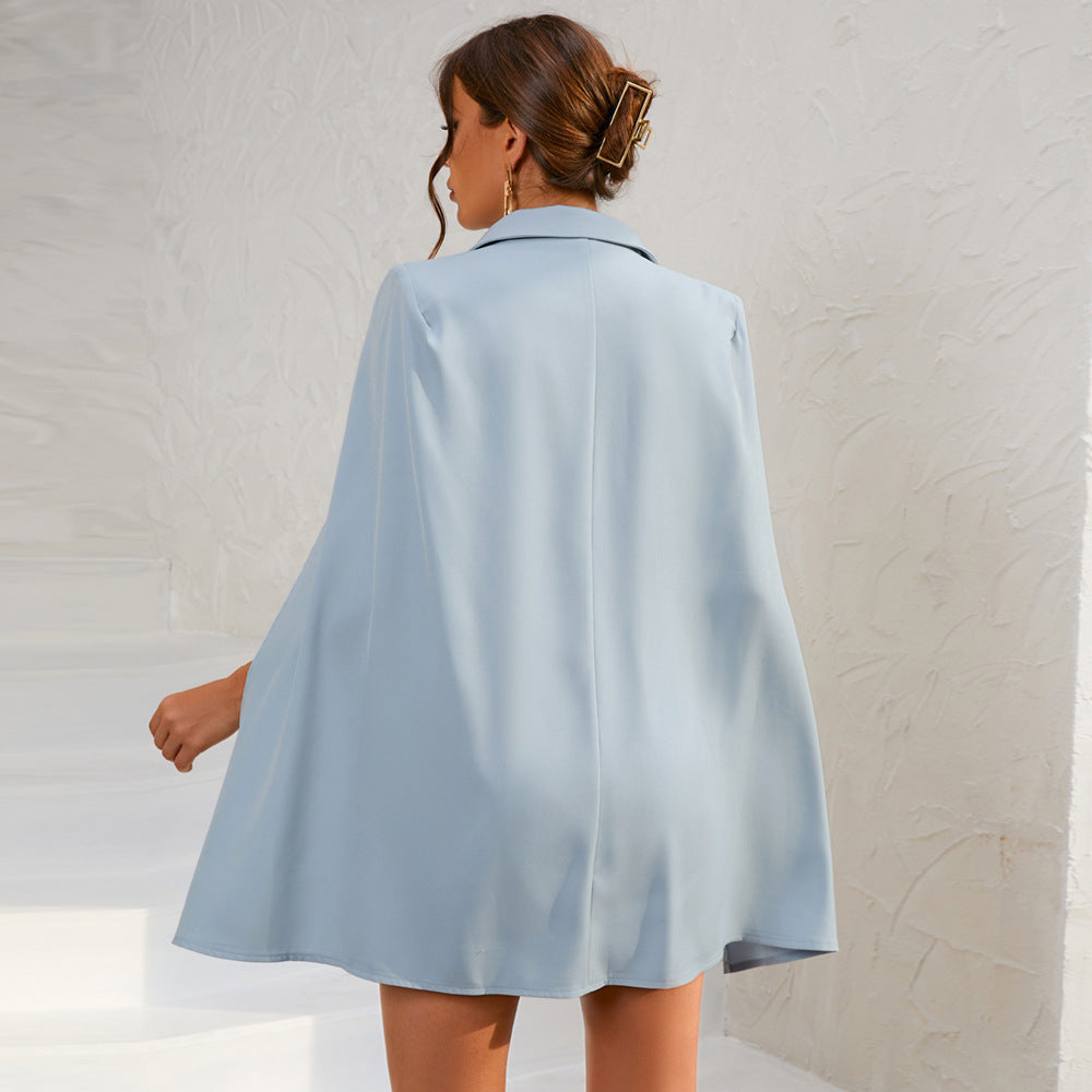 Jessica | Women’s Cape Blazer Mini Dress Gold Buttons - Elle Zürich