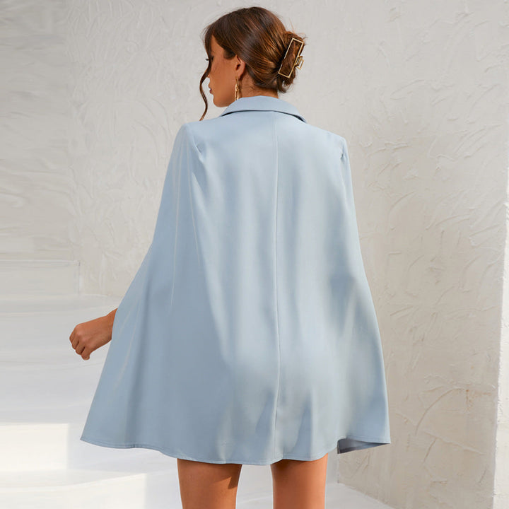 Jessica | Women’s Cape Blazer Mini Dress Gold Buttons - Elle Zürich