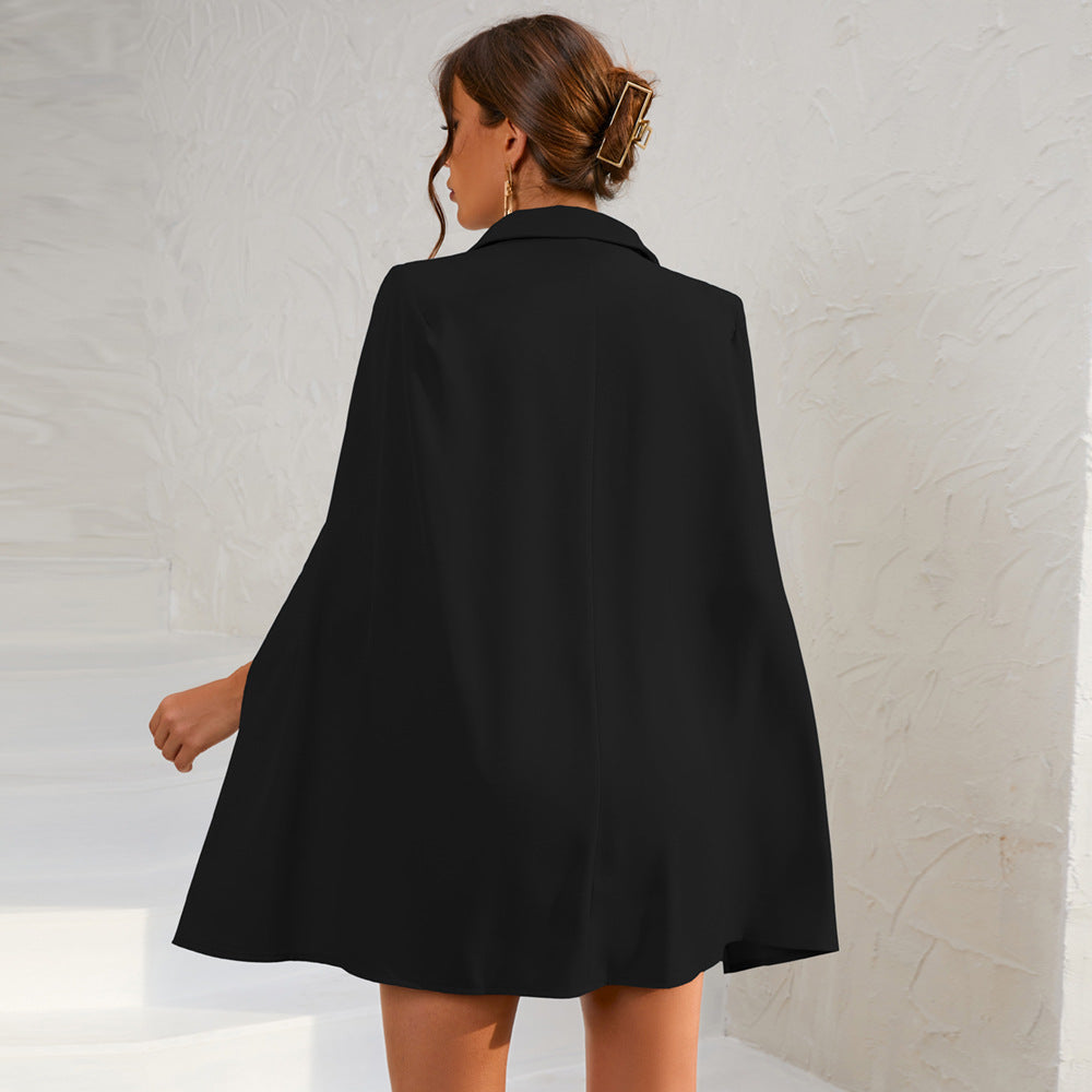 Jessica | Women’s Cape Blazer Mini Dress Gold Buttons - Elle Zürich