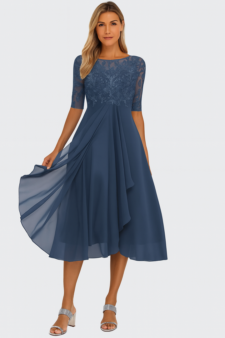 Sarah | Damen A-Linie Spitzen Midi Kleid - Elle Zürich