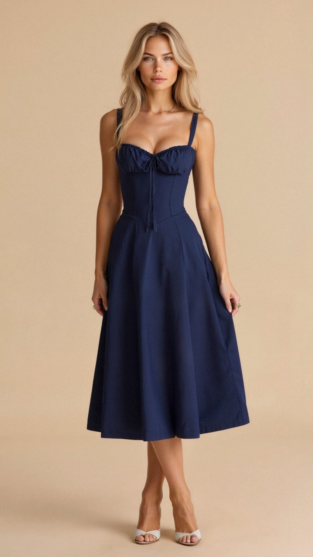 Ursula | Damen Korsett-Midikleid mit fließendem Rock - Elle Zürich