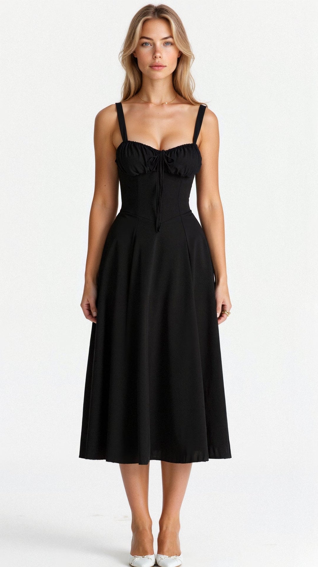 Ursula | Damen Korsett-Midikleid mit fließendem Rock - Elle Zürich