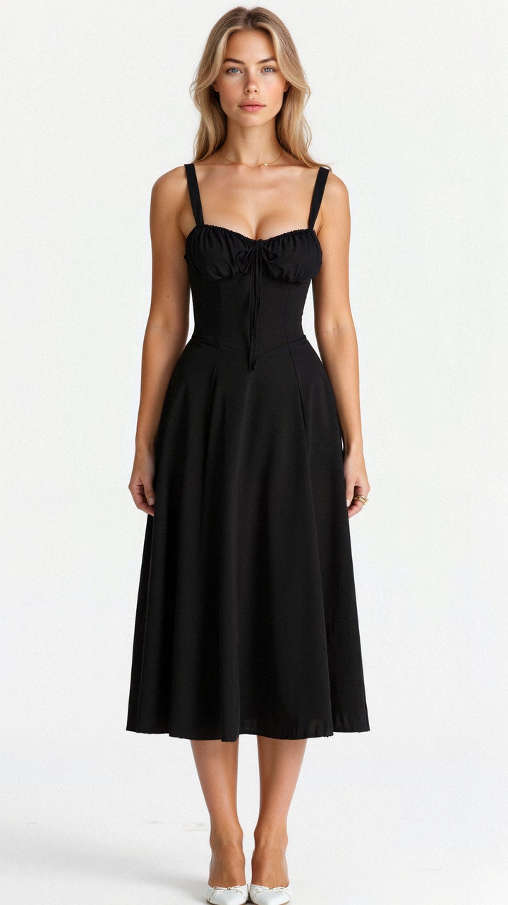 Ursula | Damen Korsett-Midikleid mit fließendem Rock - Elle Zürich