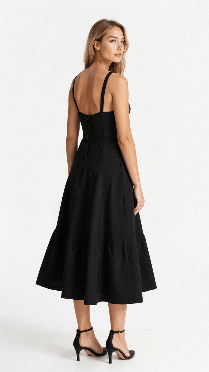 Ursula | Damen Korsett-Midikleid mit fließendem Rock - Elle Zürich