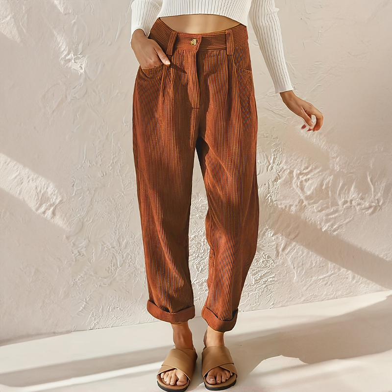 Stefanie | Damen High Waist Wide Leg Hose - Elle Zürich