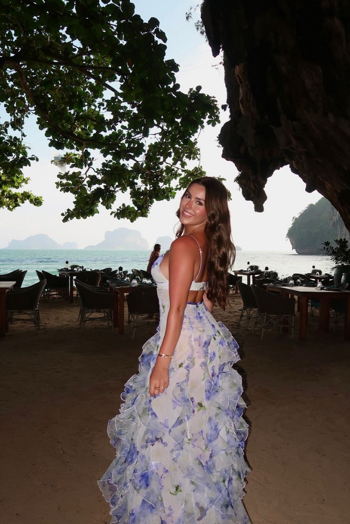 Viola | Damen Sommer Blumen Cut-Out Maxi Kleid - Elle Zürich