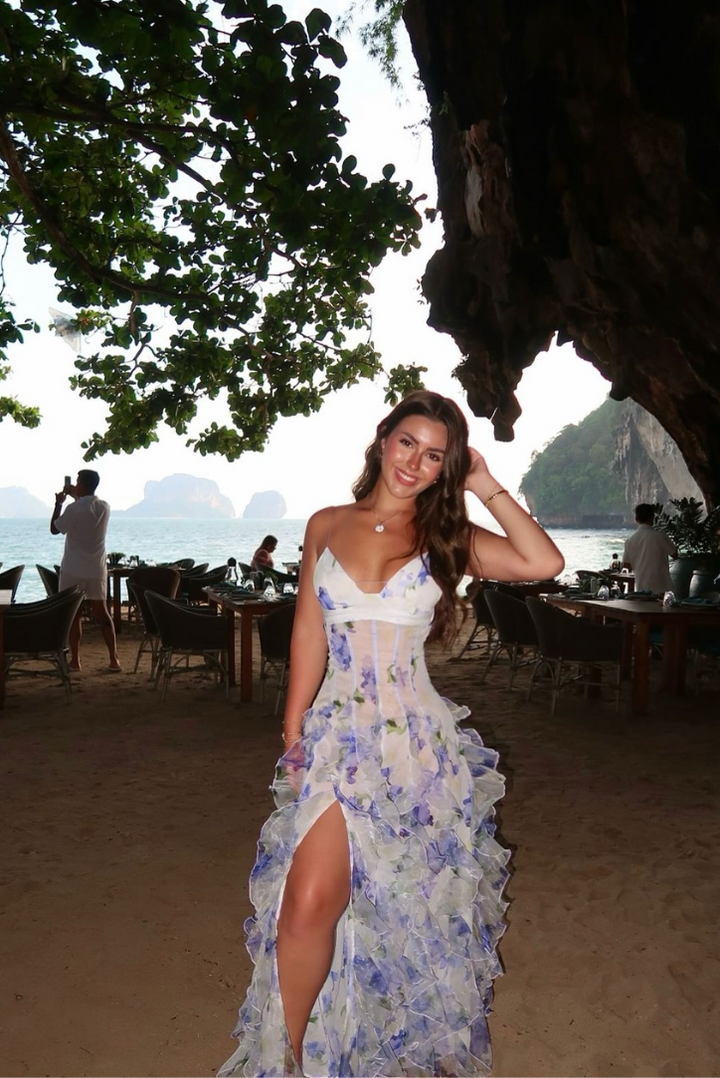 Viola | Damen Sommer Blumen Cut-Out Maxi Kleid - Elle Zürich