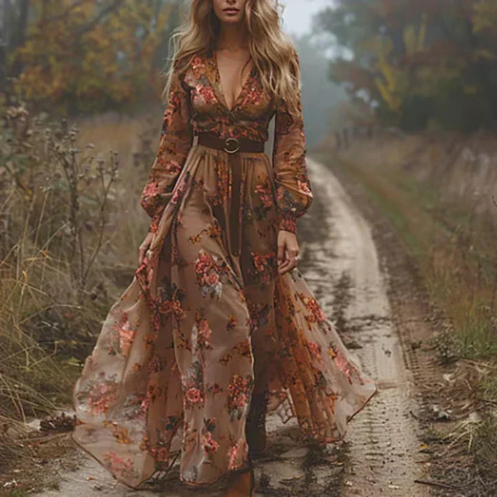 Daniela | Damen Boho Maxi-Kleid mit Rüschen - Elle Zürich