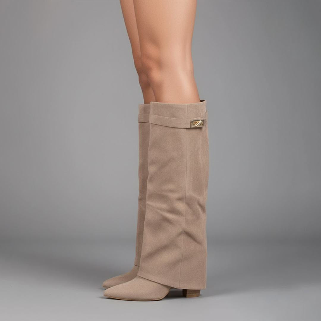 Yvonne | Damen Leder Overknee Stiefel Mit Schnalle - Elle Zürich