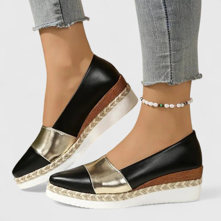 Sandra | Damen Frühling Keilabsatz Slip-On Schuhe mit Spitzer Zehenpartie - Elle Zürich
