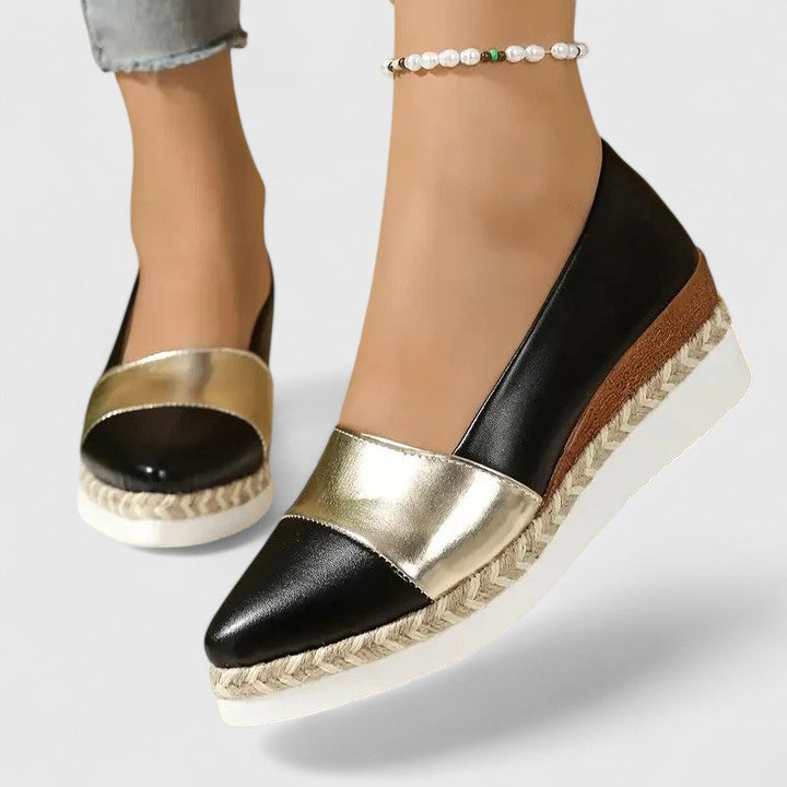 Sandra | Damen Frühling Keilabsatz Slip-On Schuhe mit Spitzer Zehenpartie - Elle Zürich