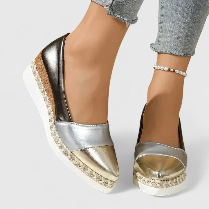 Sandra | Damen Frühling Keilabsatz Slip-On Schuhe mit Spitzer Zehenpartie - Elle Zürich