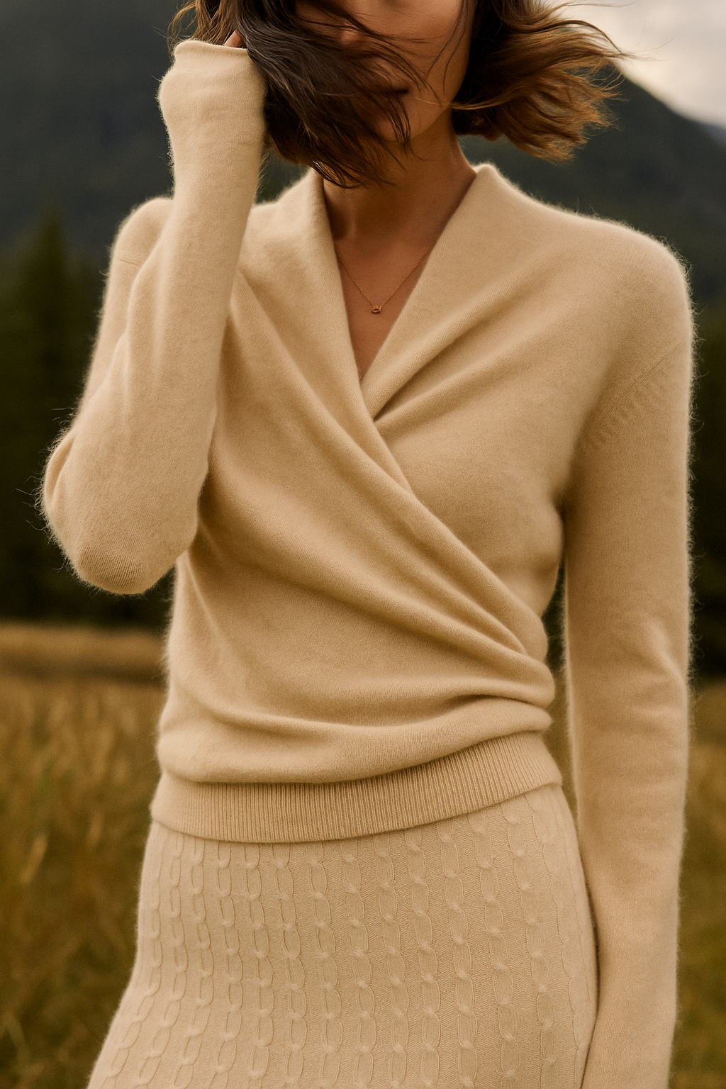 Kate | Women’s Elegant Wrap Crossover Chic Sweater - Elle Zürich