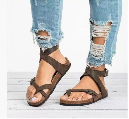 Emilia | Damen Frühlings-Flache Sandalen mit Riemen - Elle Zürich