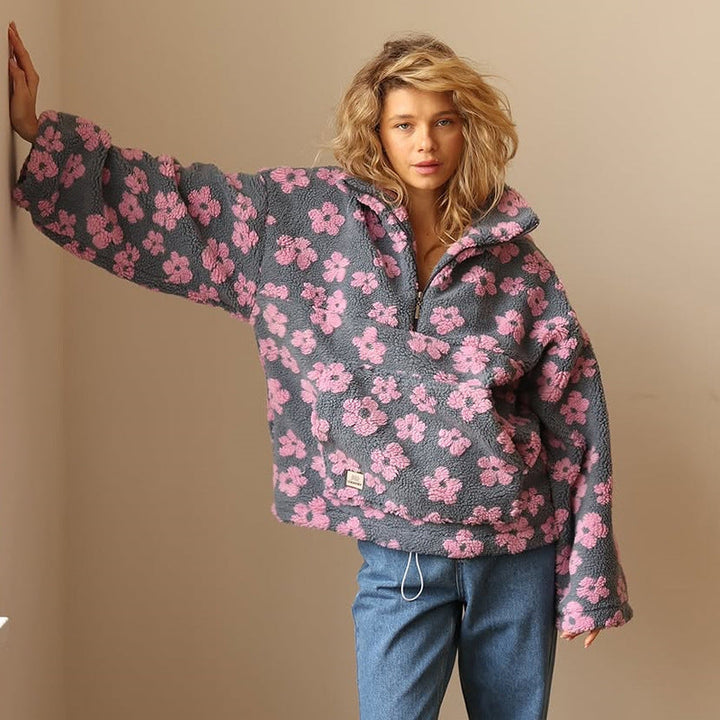 Daisy | Damen Winter Kuscheliger Floral Fleece-Pullover - Elle Zürich